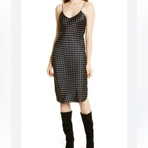 Nili Lotan Short Cami Dress Black/Beige Dot